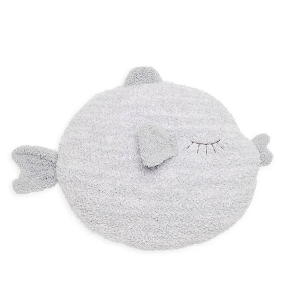 Barefoot Dreams CozyChic Buddie Fish Gray Plush Pillow Stuffed Animal - Picture 2 of 9